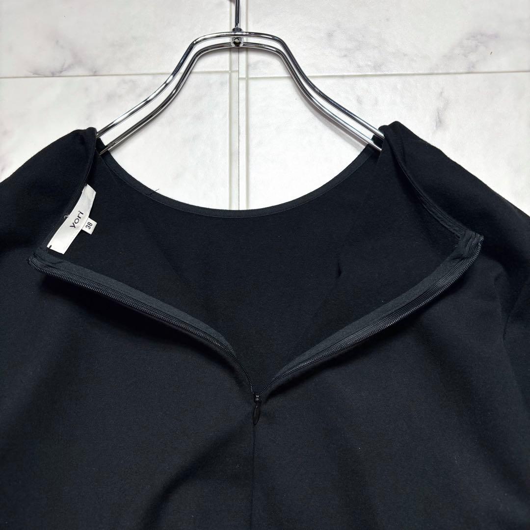 美品✨ yori ヨリ ぬくぬくヘムダブルフレアブラウス ブラック 38