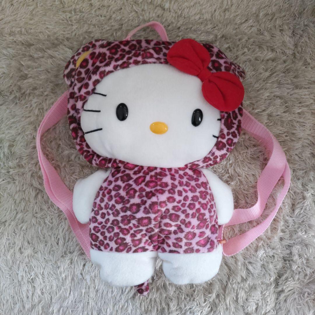 ハローキティ ジャングルキティ ぬいぐるみリュック レオパード ヒョウ柄 ピンク