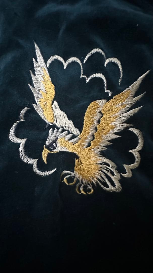 別珍 ベロア 刺繍 短丈 スカジャン リバーシブルMA-1 鷹 龍 90's