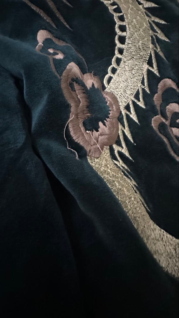 別珍 ベロア 刺繍 短丈 スカジャン リバーシブルMA-1 鷹 龍 90's