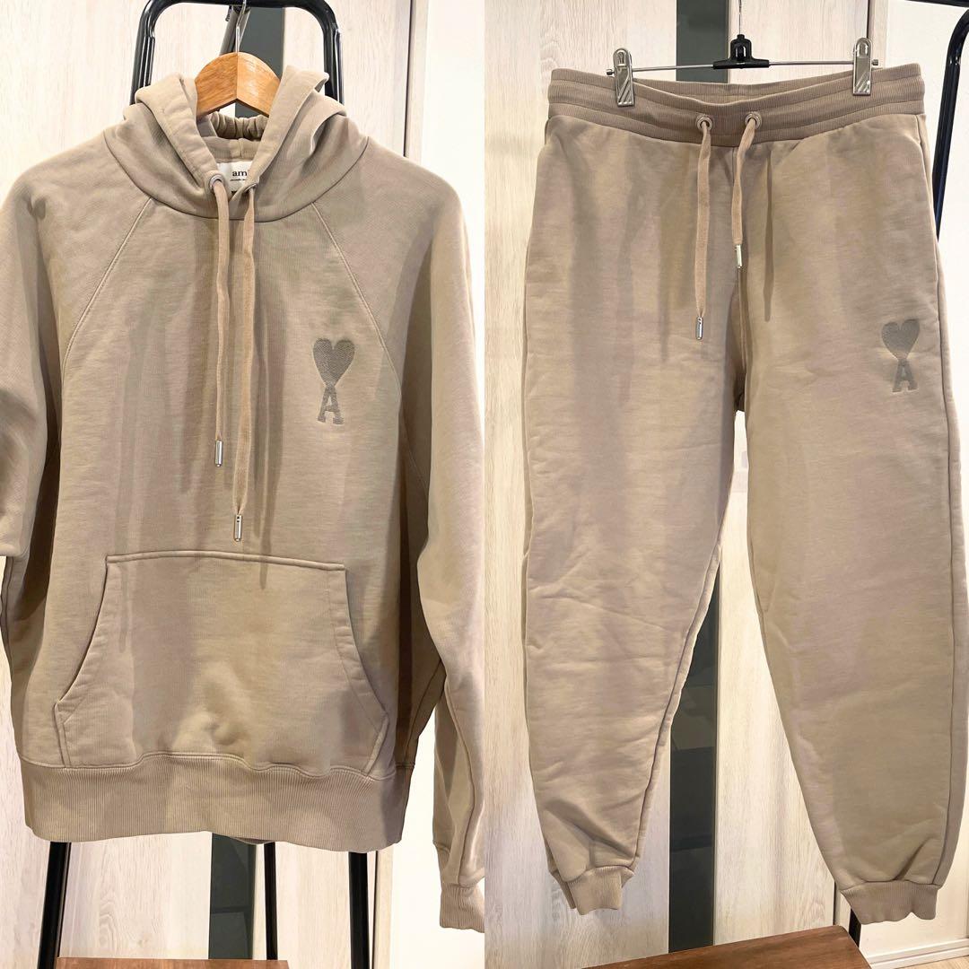 ami paris アミパリ ベージュ フードパーカー オーバーサイズ メンズ