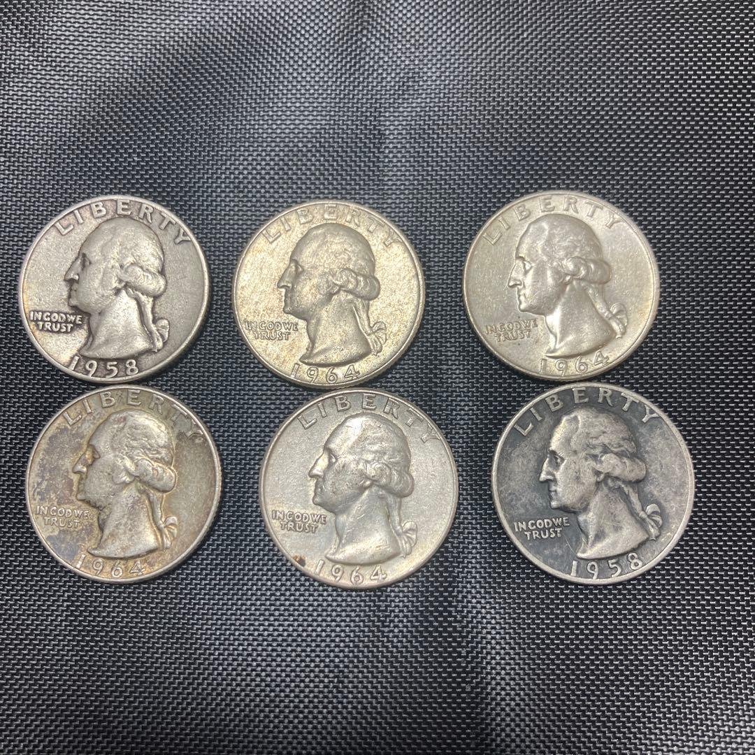 1964年 ワシントン銀合金硬貨 6枚セット