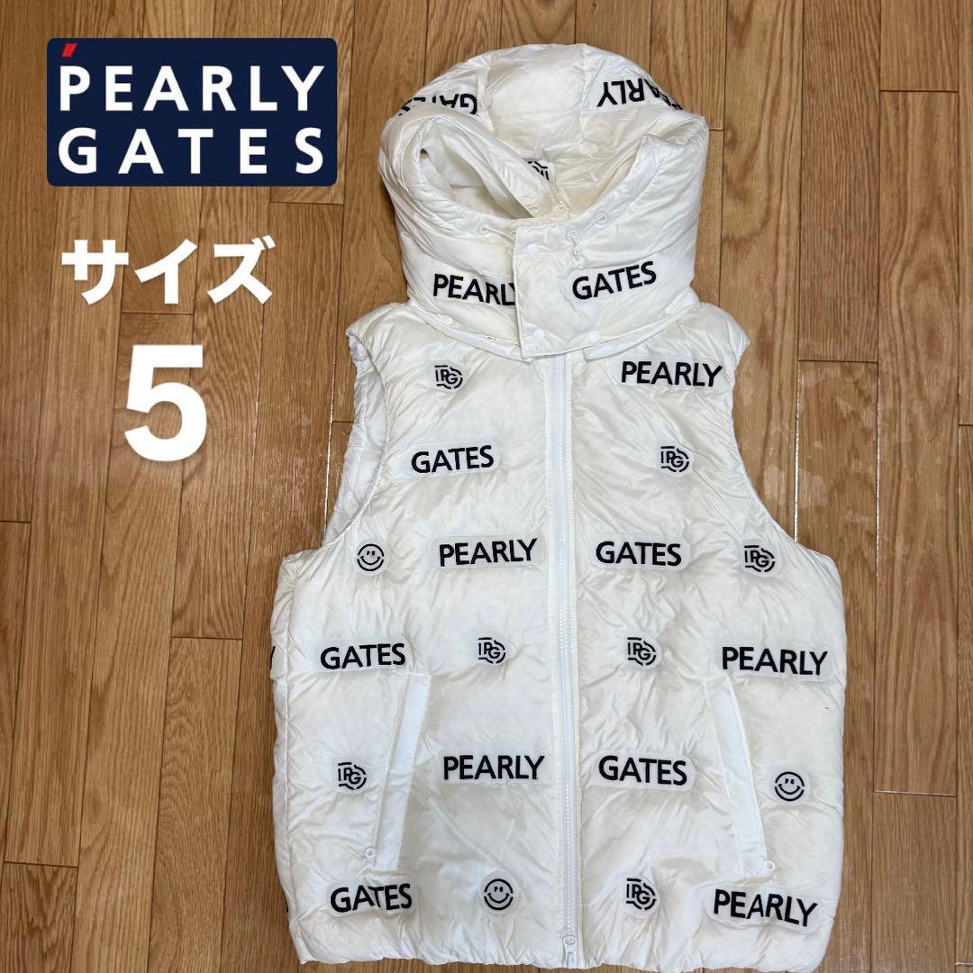 マロン☆PEARLY GATES☆ダウンベスト パーリーゲイツ 2WAYダウンベスト 蛍光オレンジ ロゴ型押し フード着脱
