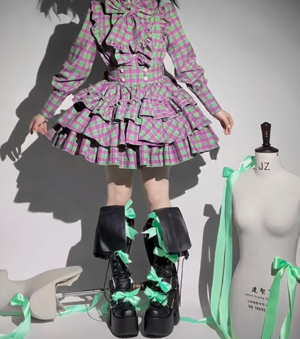 即納 CATCOCOONクラシカルドール 長袖 セットアップ 緑チェック - メルカリ