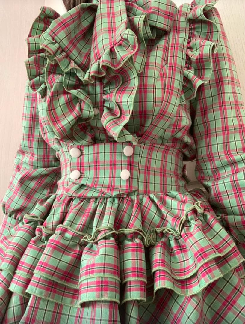 即納 CATCOCOONクラシカルドール 長袖 セットアップ 緑チェック - メルカリ