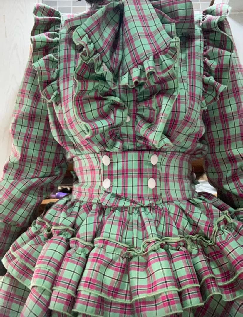 即納 CATCOCOONクラシカルドール 長袖 セットアップ 緑チェック - メルカリ
