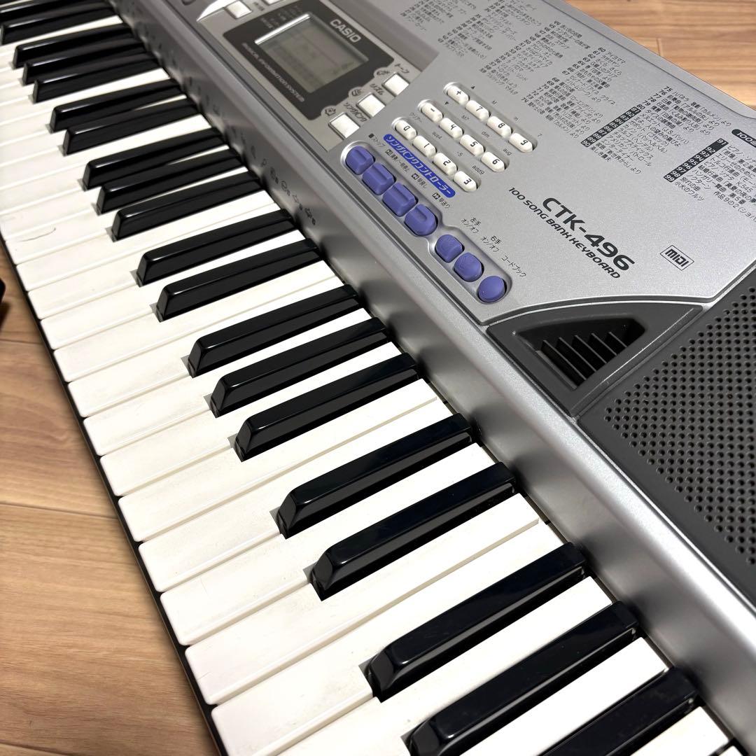 良品【CASIO CTK-496】電子キーボード 電子ピアノ 61鍵 動作確認済