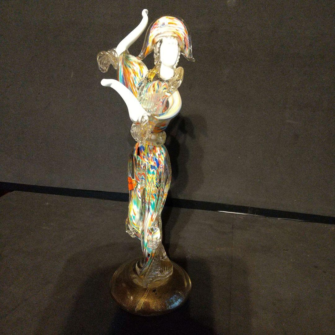 ベネチアガラス工芸品 フィギュリン 貴重フラメンコ ペア 粉ガラスで