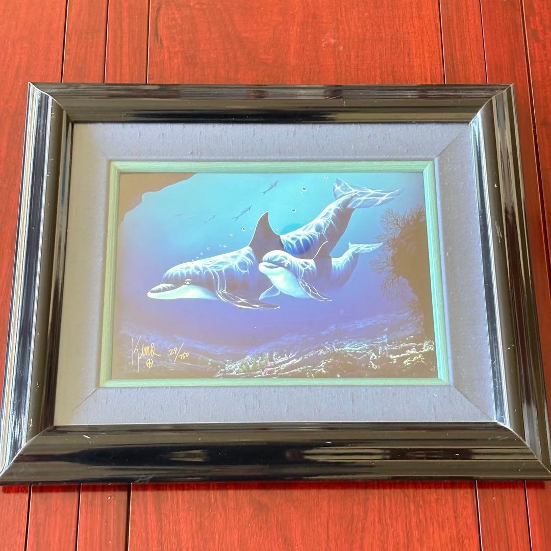 KIMO キモ シルクスクリーン 額装 直筆サイン ハワイ人気作家 イルカ