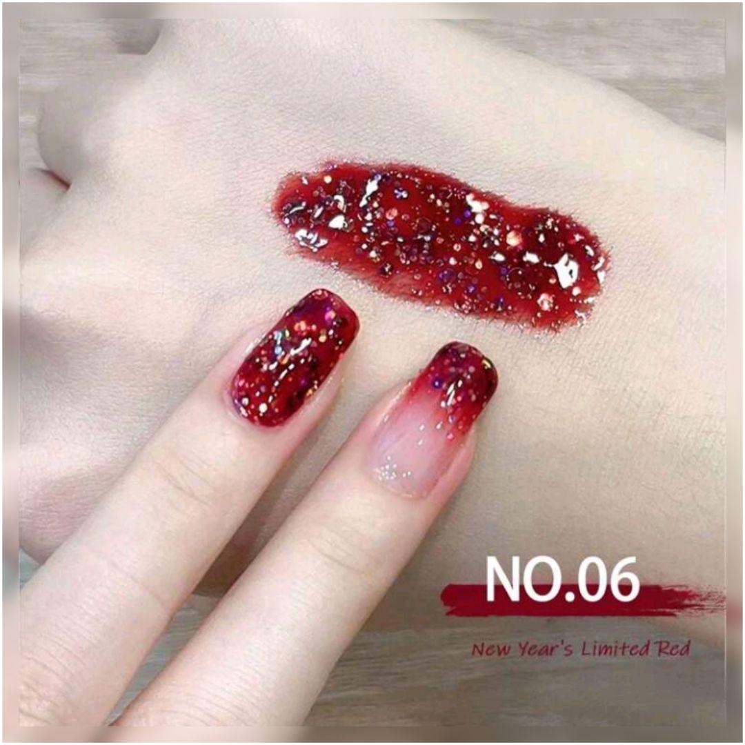 6番 ダイヤモンドジェルネイル フラッシュネイル チェリーレッド