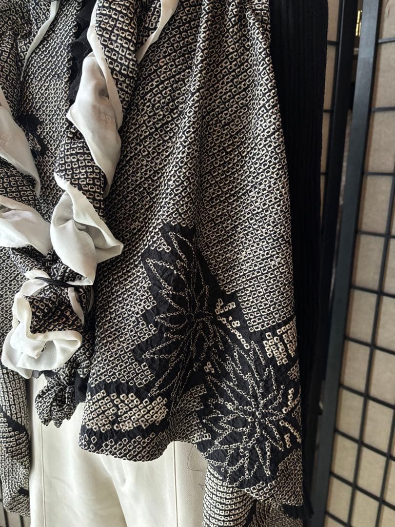 着物リメイク絞りのジレのセットアップストール、ベレー帽 - メルカリ