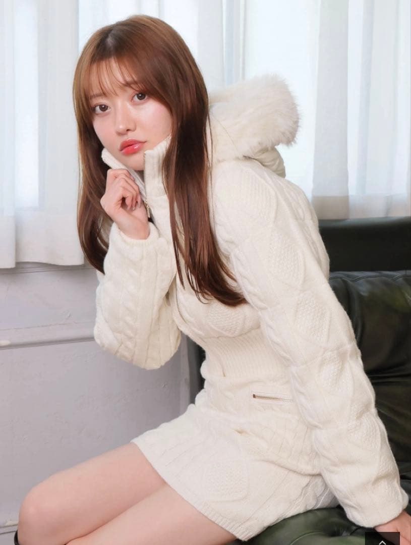 LIP SERVICE ウォームケーブルニット中綿ジャケット