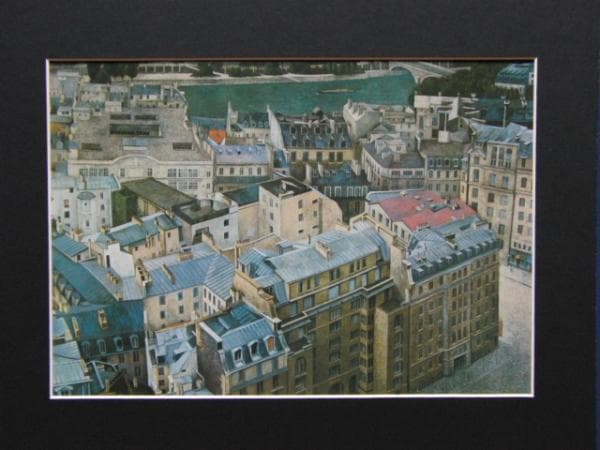 山本 知克、河のある街、希少大判画集より、新品額装、状態良好