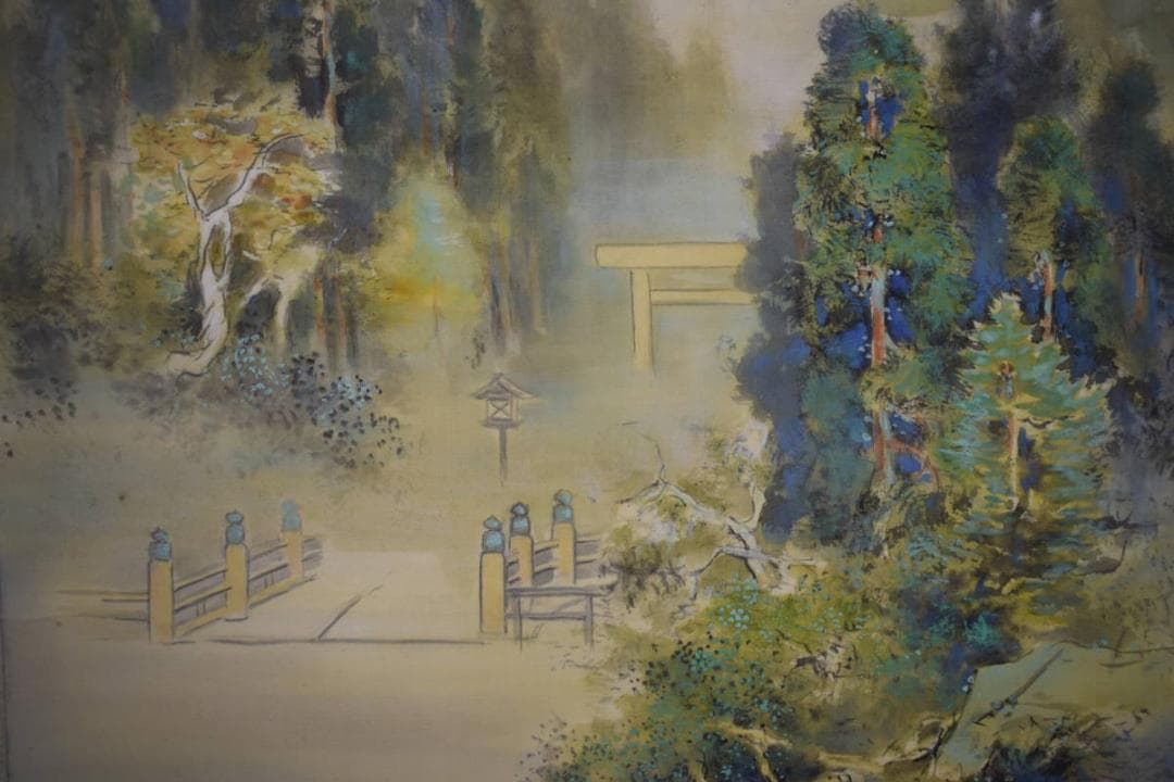 真作/（賛）陸軍中将/堀内文次郎/文治郎/伊勢神宮画賛/布袋屋掛軸HJ