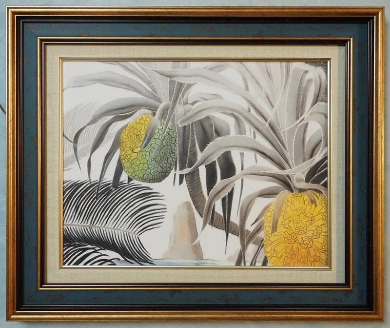 静物画　油絵　田中一村　アダンの木　F6　額付き　手描き　肉筆 田村 一 「 スペイン壷と赤い薔薇 」 油絵 ・ 油彩画 F6 ( 6号 ) 絵画