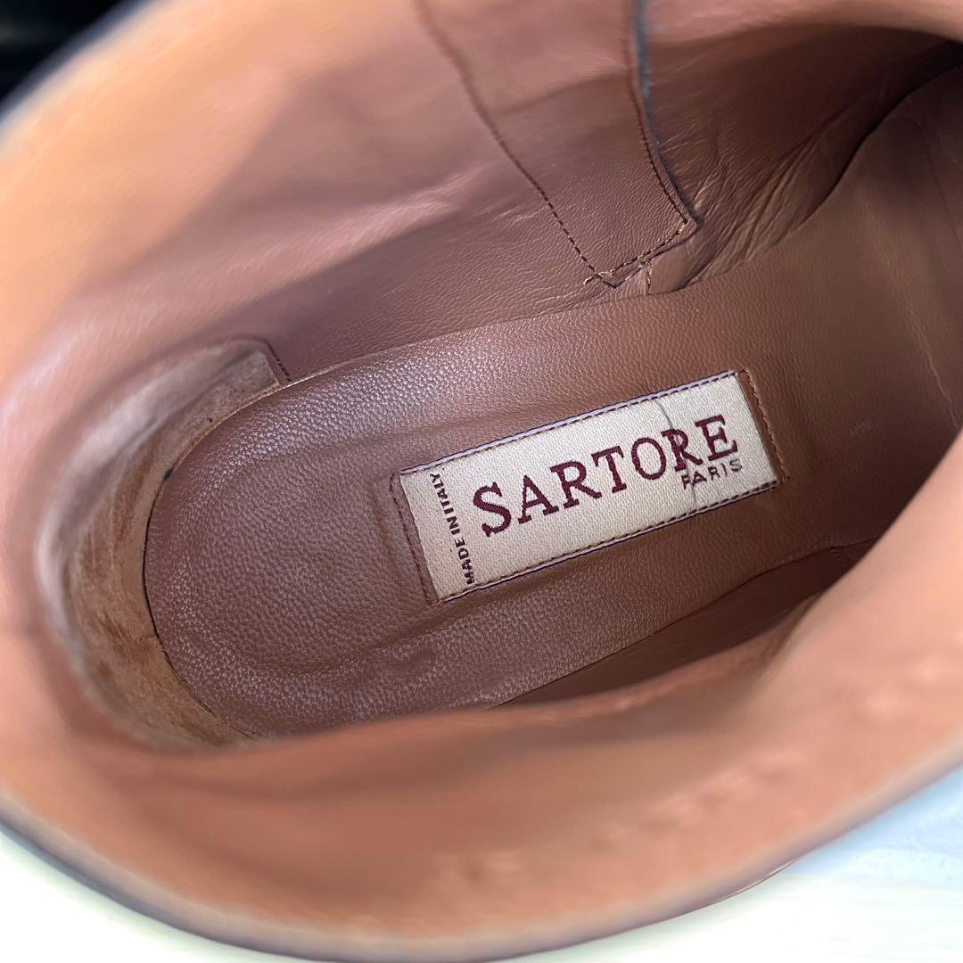 37 SARTORE ショートブーツ ブーティ 黒 レザー ファスナー 24 - メルカリ