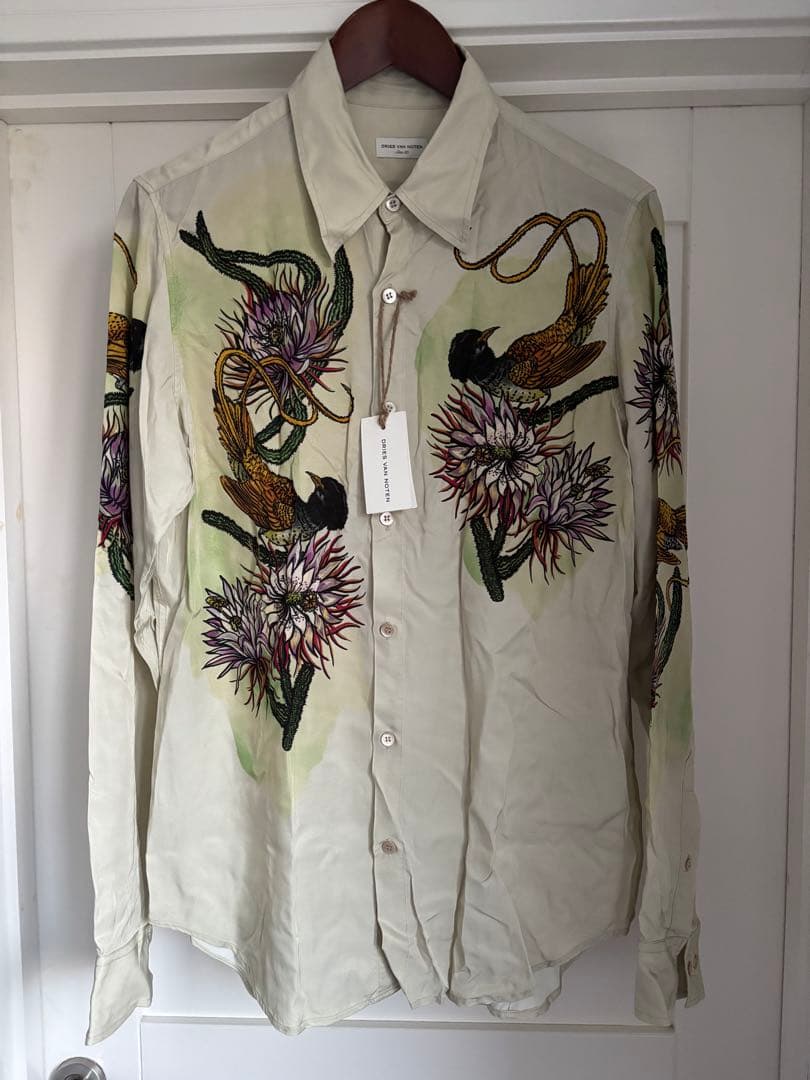 Dries Van Noten ドリスヴァンノッテン 花と鳥プリント 長袖シャツ
