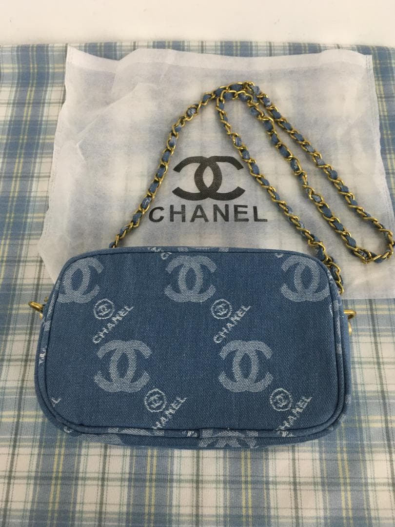 美品　ブルー　 デニムショルダーバッグ