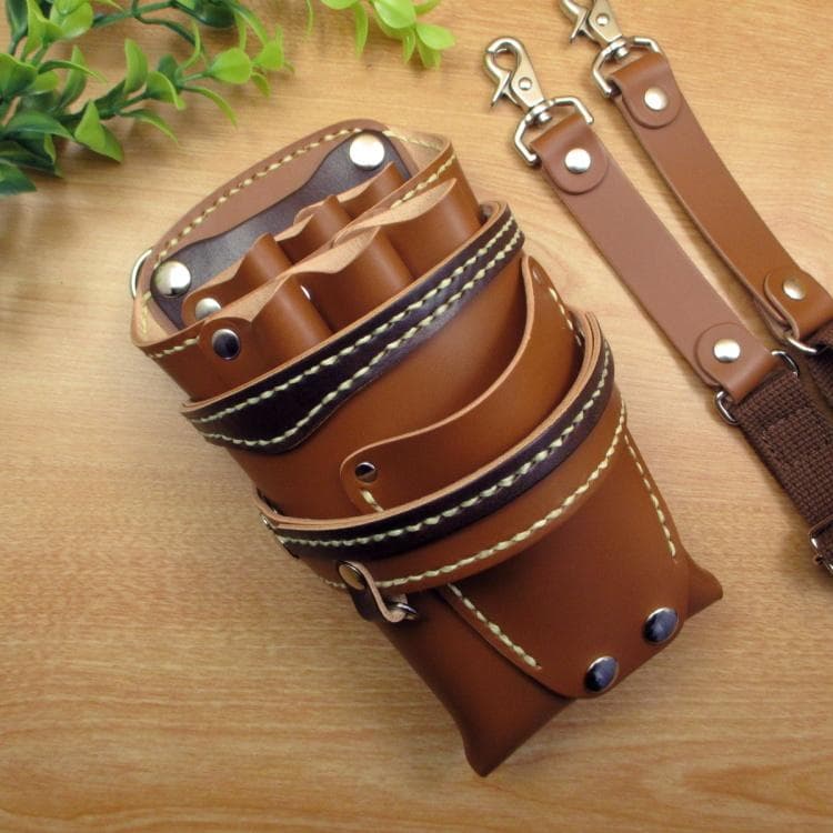 キャメル＆焦げ茶 6丁差し 本革シザーケース SCA-61/CCA - メルカリ