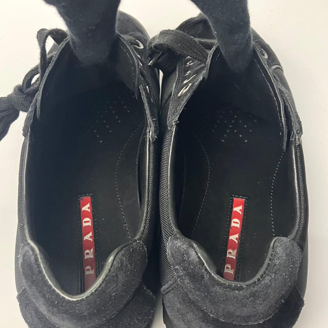 極美品】プラダスポーツ スエード×ナイロン ロートップスニーカー 黒