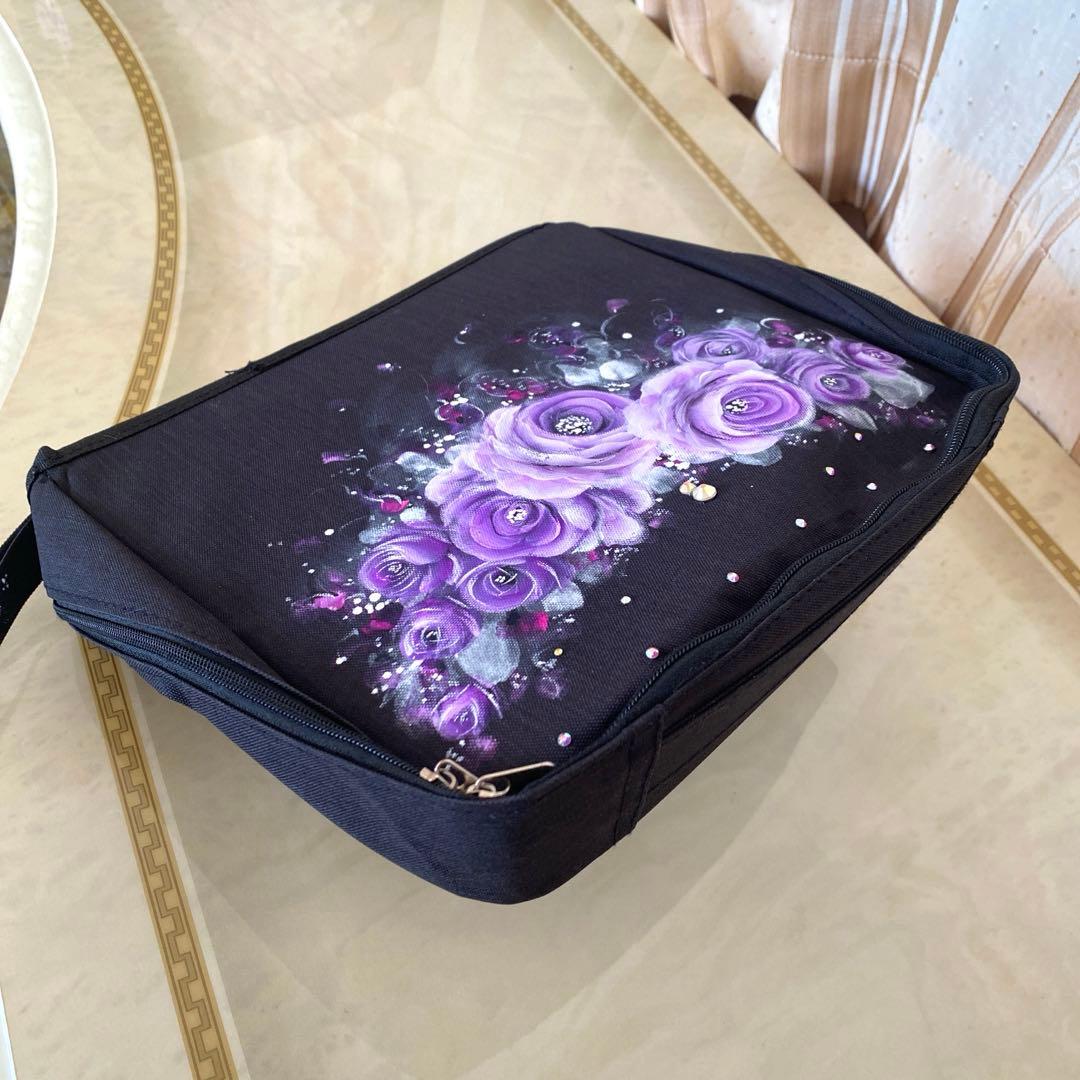 コスメポーチ（大容量）薔薇 手描き トールペイント - メルカリ