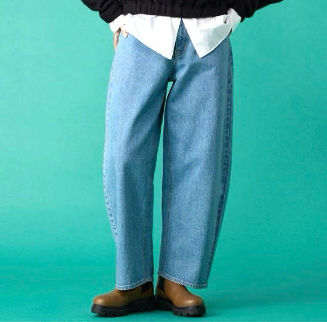 ミューベル　リボンデニムパンツ　カーブシルエット Re:EDIT（リエディ） デニム カーブデニム バレルレッグ レディース