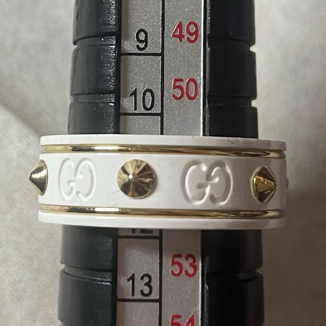 レア　11号　GUCCI ホワイト k18 アイコン リング セラミック　訳あり