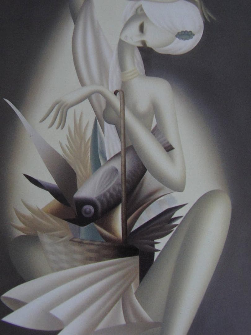 東郷青児、【魚籃観音】、希少な額装用画集より、状態良好、新品額装付