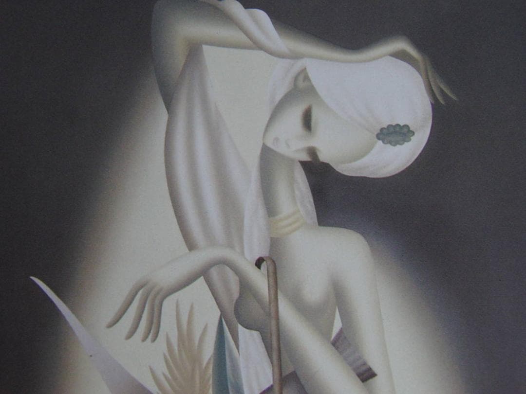 東郷青児、【魚籃観音】、希少な額装用画集より、状態良好、新品額装付