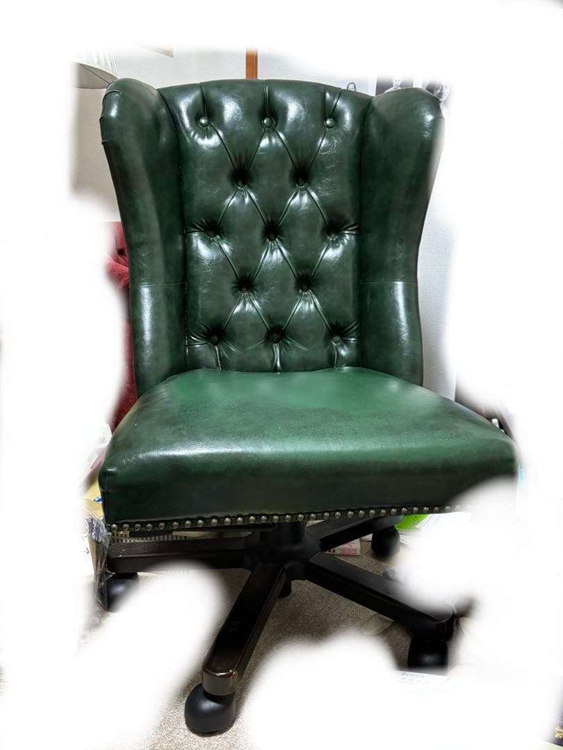 ヴィンセントチェア　ダークグリーン ヴィンセント オフィスチェア 回転いす アームレス グリーン 合皮 9001