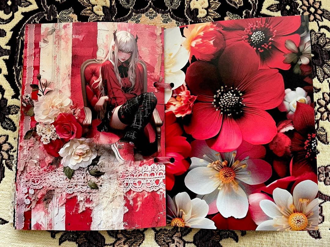 ハンドメイド☆ジャンクジャーナル雑記帳(赤のvintage) 束帳 - メルカリ