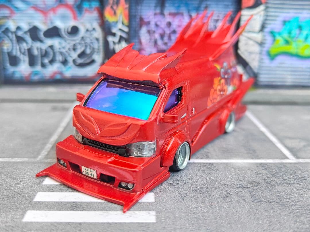 トミカ改造 ハイエース バニング フルエアロ深リム購入者以外いいね❌