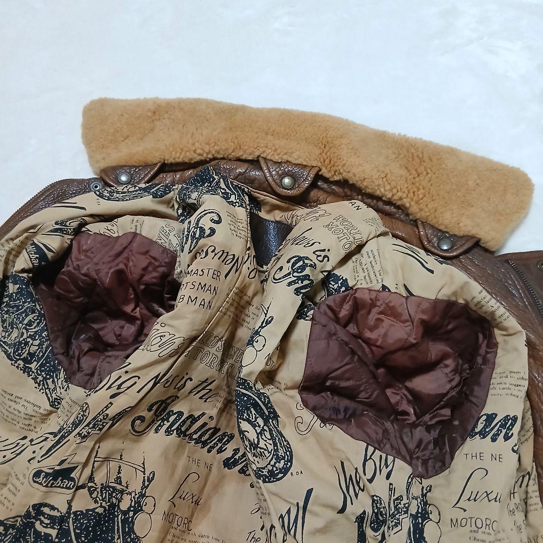 希少サイズ】 Wind Armor 襟ボア G1レザージャケット 裏地総柄 - メルカリ