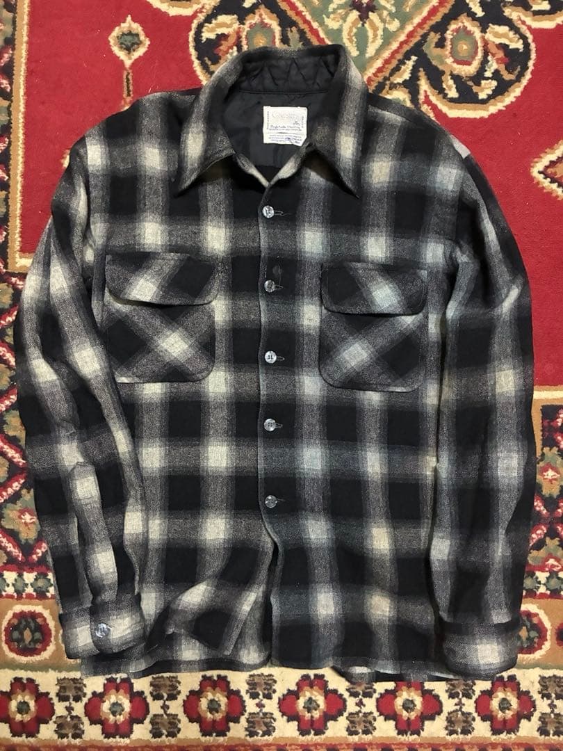 cascade ウールシャツ　オンブレ　ブラック　ヴィンテージ