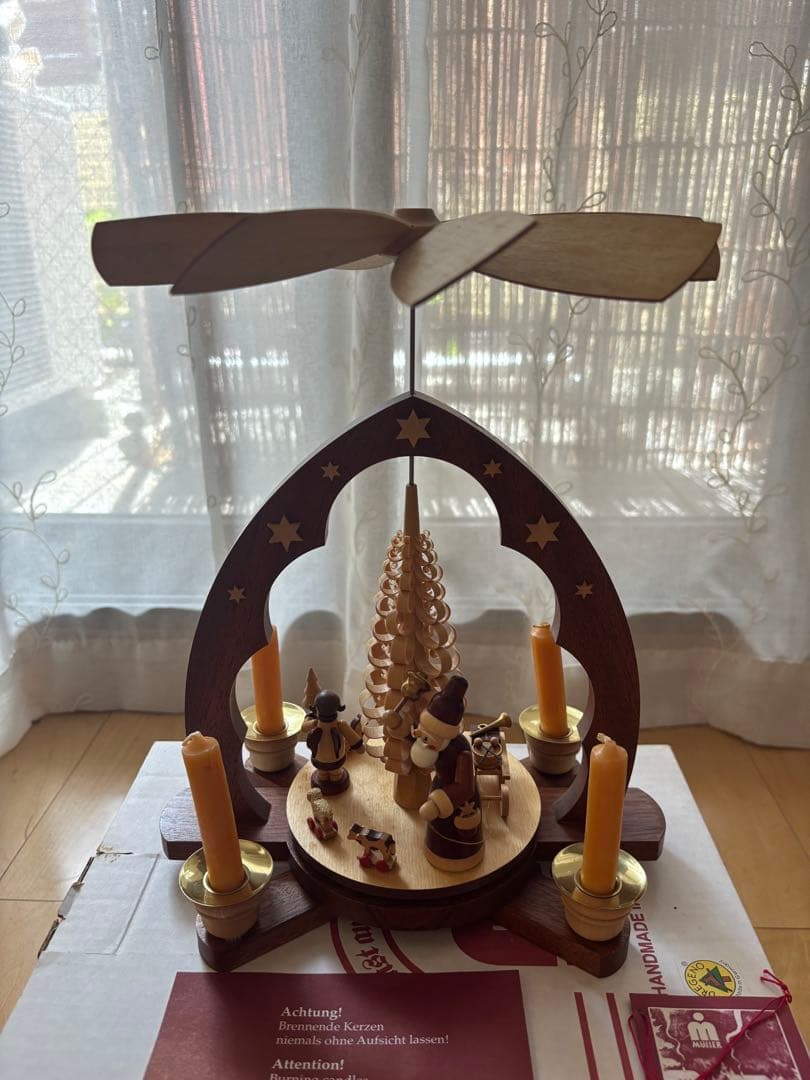 Müller社 ドイツ製 クリスマスピラミッド 木製キャンドル式 回転 ミュラー