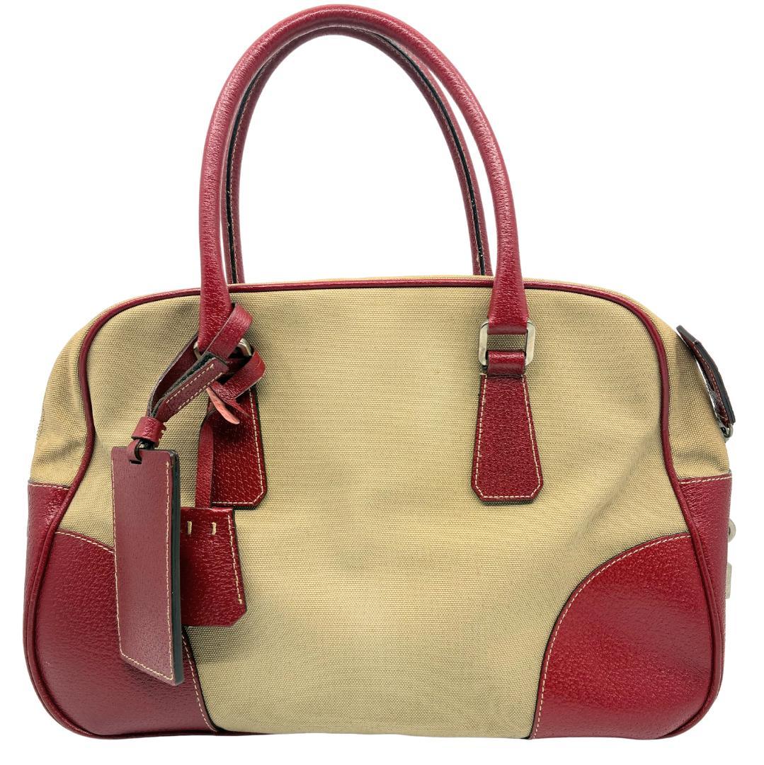 PRADA プラダ キャンバス×レザー ボストンバッグ A1356A5