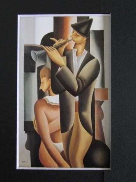 東郷青児、【サルタンバンク】、希少な額装用画集より、状態良好、新品額装付