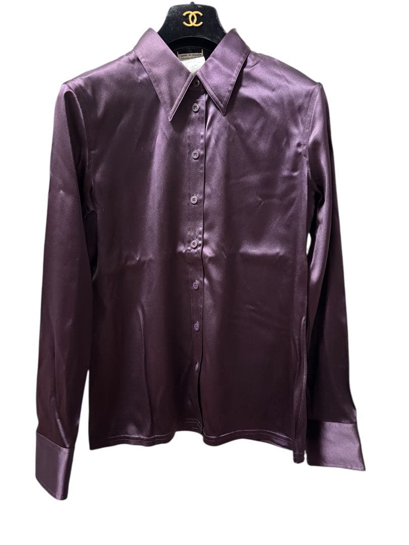 CHANEL 97A シルクブラウス パープル 40M フランス製 ヴィンテージ