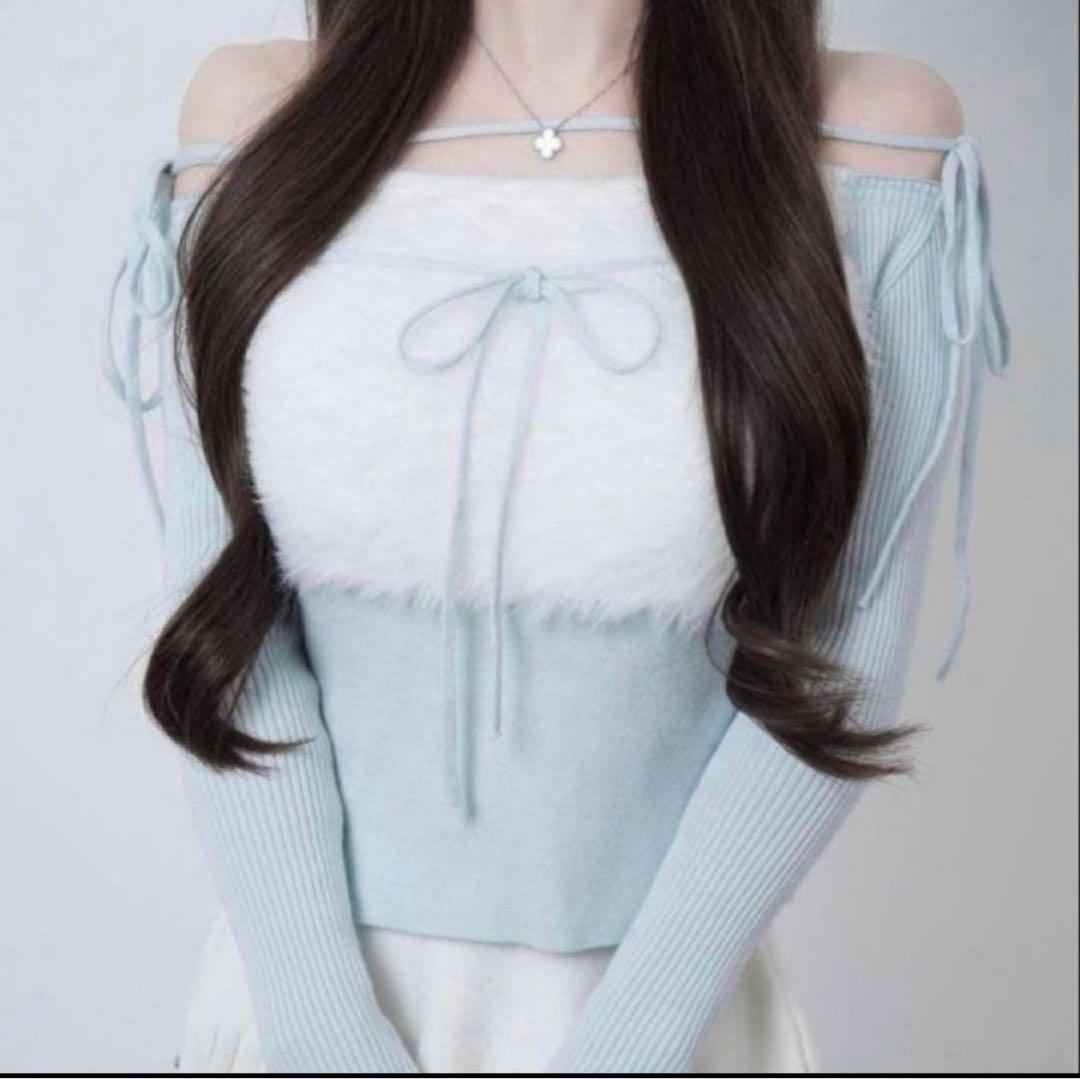 Lumignon Ribbon bust fluffy tops - メルカリ