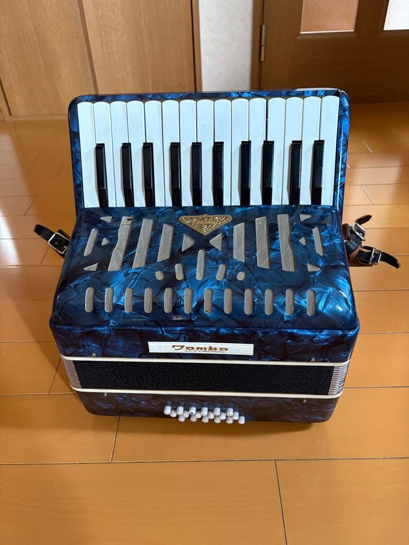 青色マーブル　アコーディオン