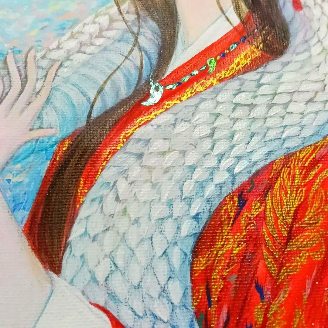 No.550 アクリル画 弁財天 白蛇 弁天様 蛇の絵 開運絵画 原画 - メルカリ