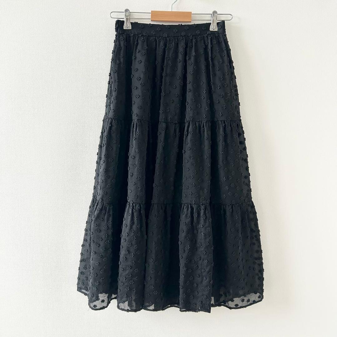 ビアズリー　《LIVETART》小花ジャガードスカート　ブラック