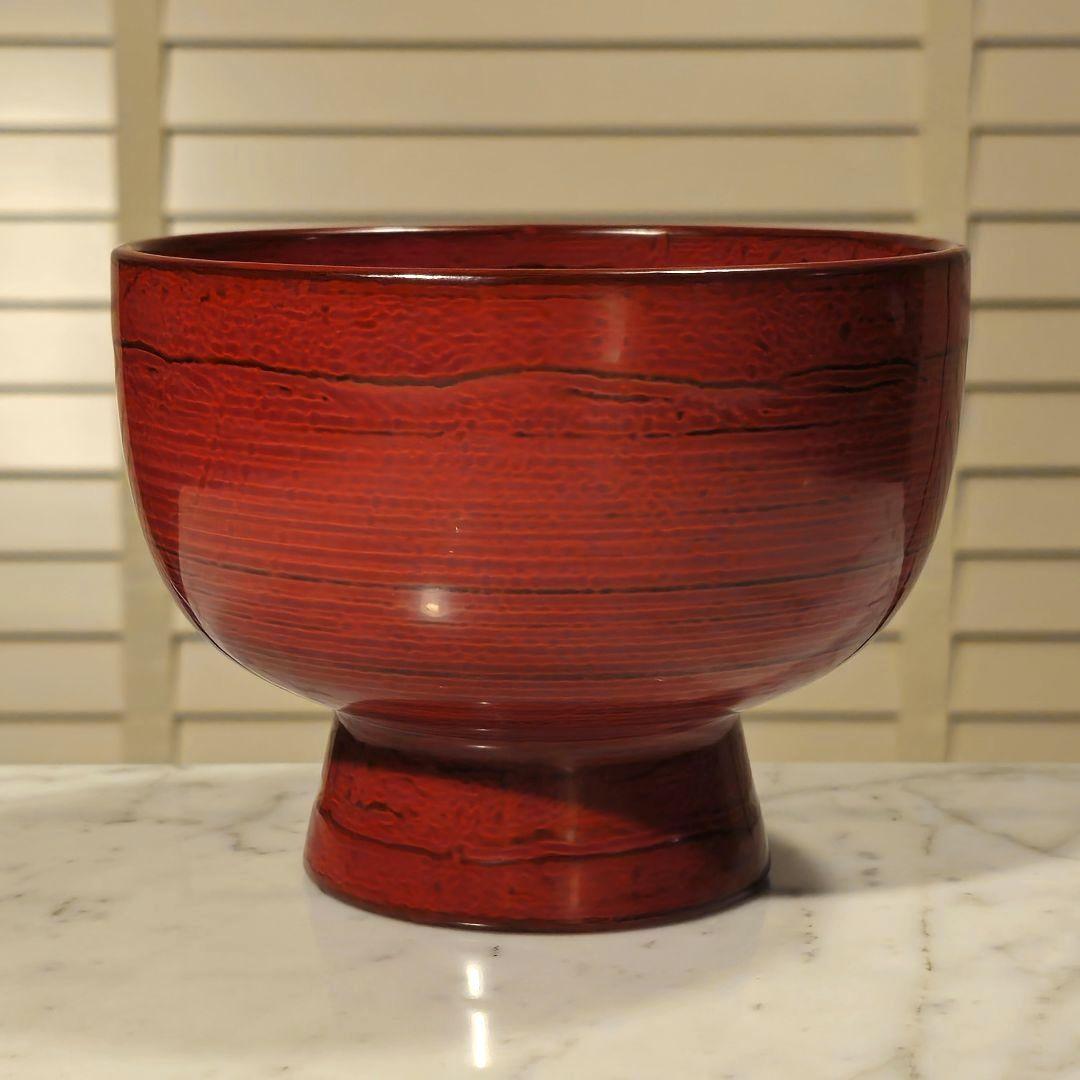 輪島塗 角偉三郎 最晩年作 朱 合鹿椀 六ツ星銘 真作保証