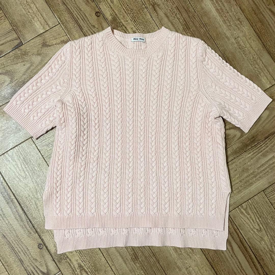 MIU MIU ニット ピンク ケーブル編み カシミヤ