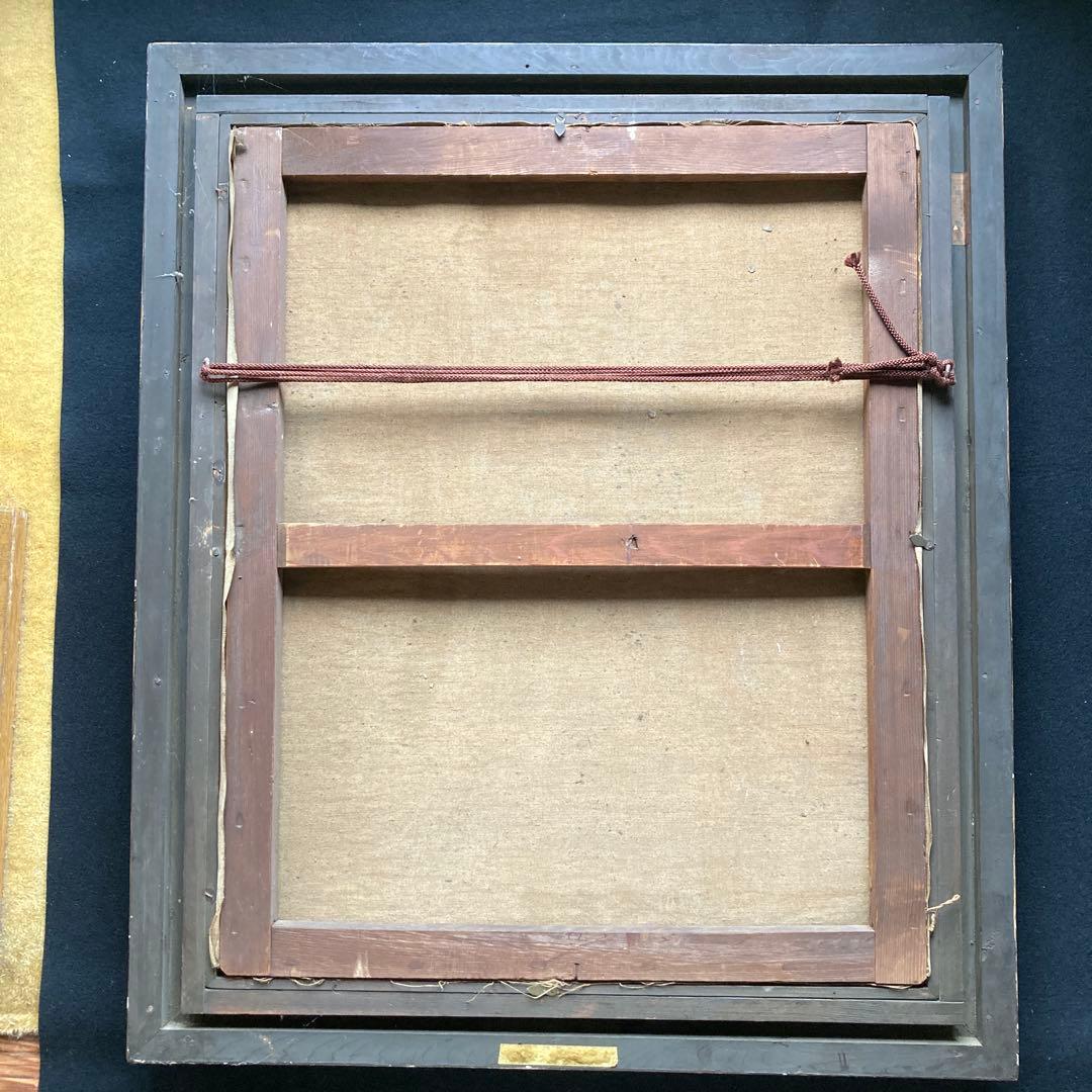 フランス裏町街の風景 作者不詳 額縁約80×67絵画65×53cm