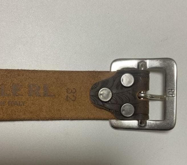 RRL カービングベルト 金属バックル 32インチ レザー ブラウン