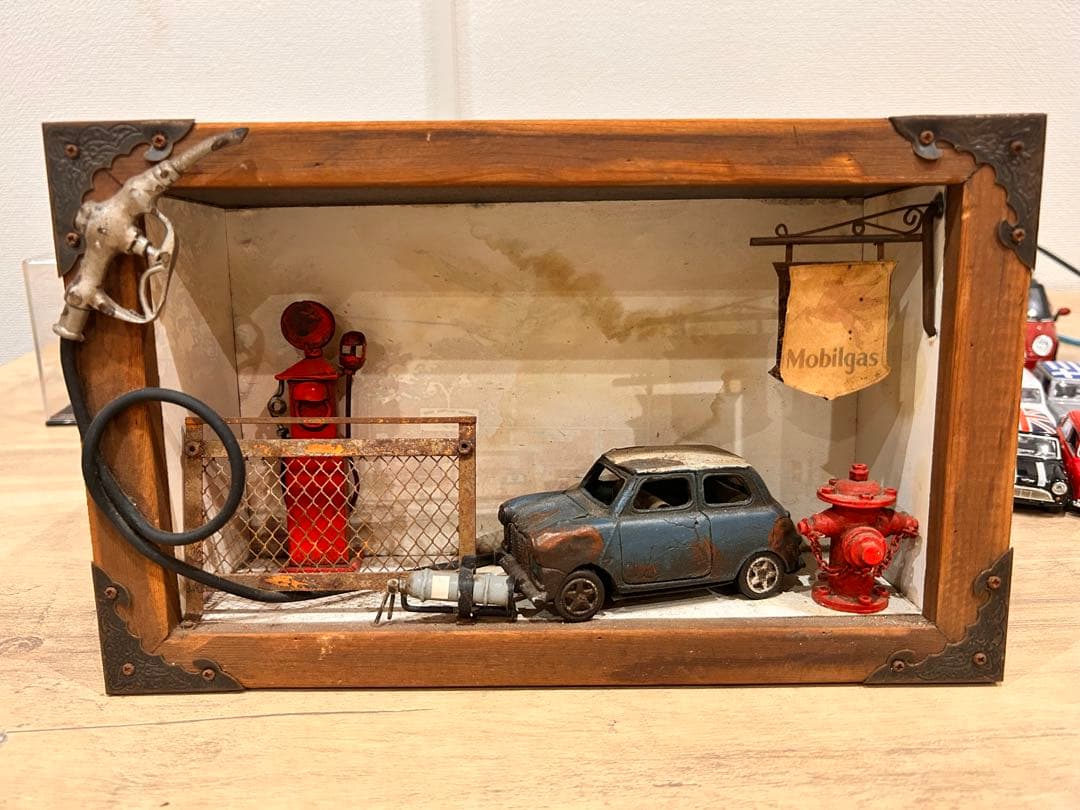 ミニクーパー　minicooper ビンテージ　インテリア　ガソリンスタンド
