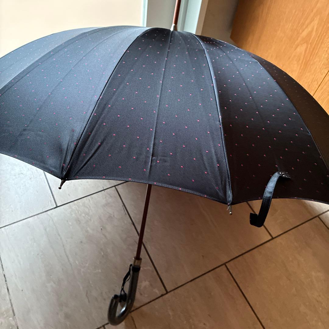 長傘　紳士用　黒にえんじ色ドット 皇室御用達前原光榮商店製 新品未使用