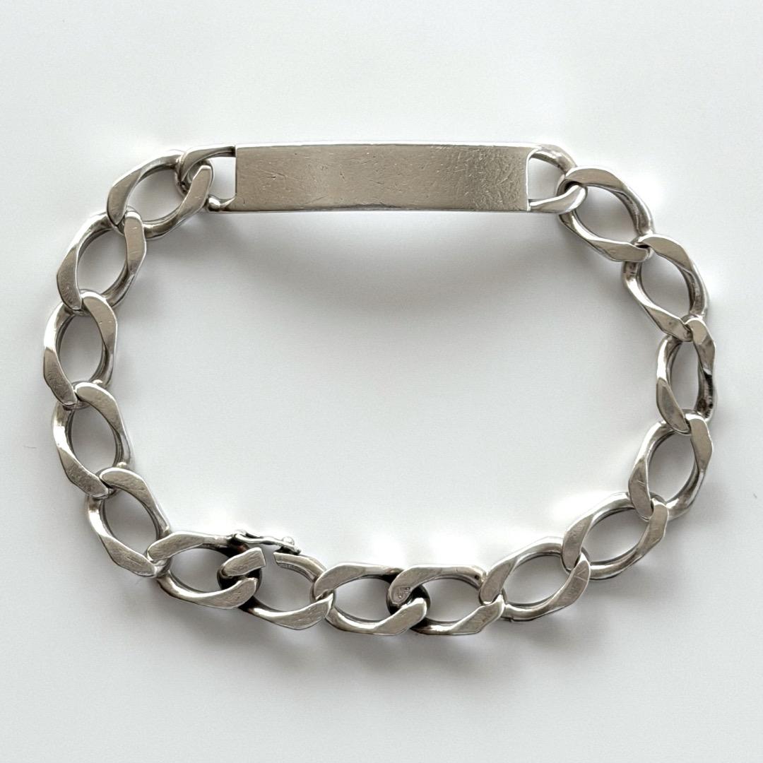 【Vintage】ID チェーンブレスレット シルバー イギリス製 25.3g