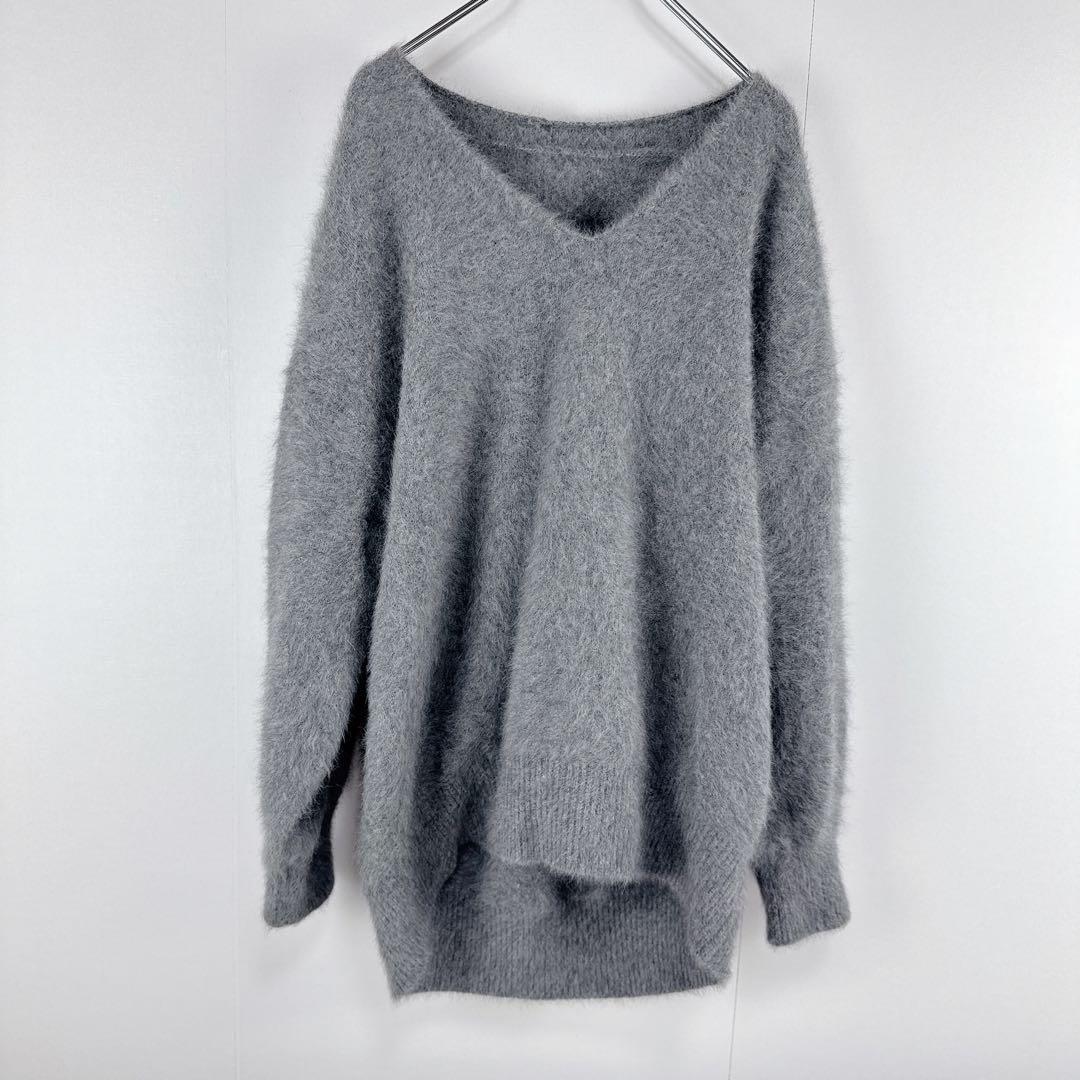 美品　Loungedress ラウンジドレス　FURカシミヤVニット　グレー